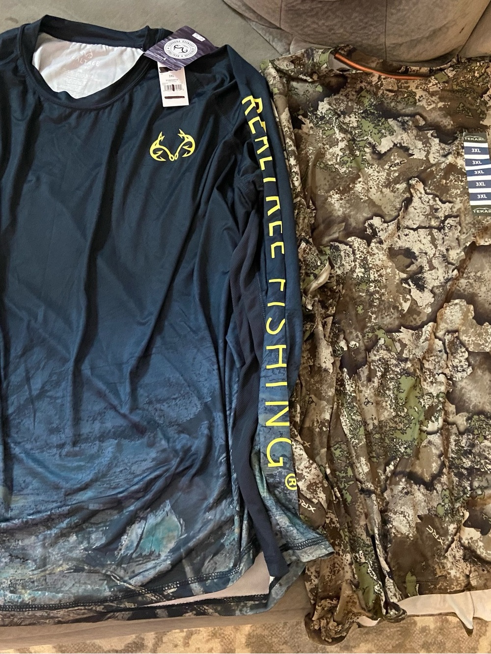 3X Lot Real Tree Fishing Tekari Camo Men’s Performance Shirts